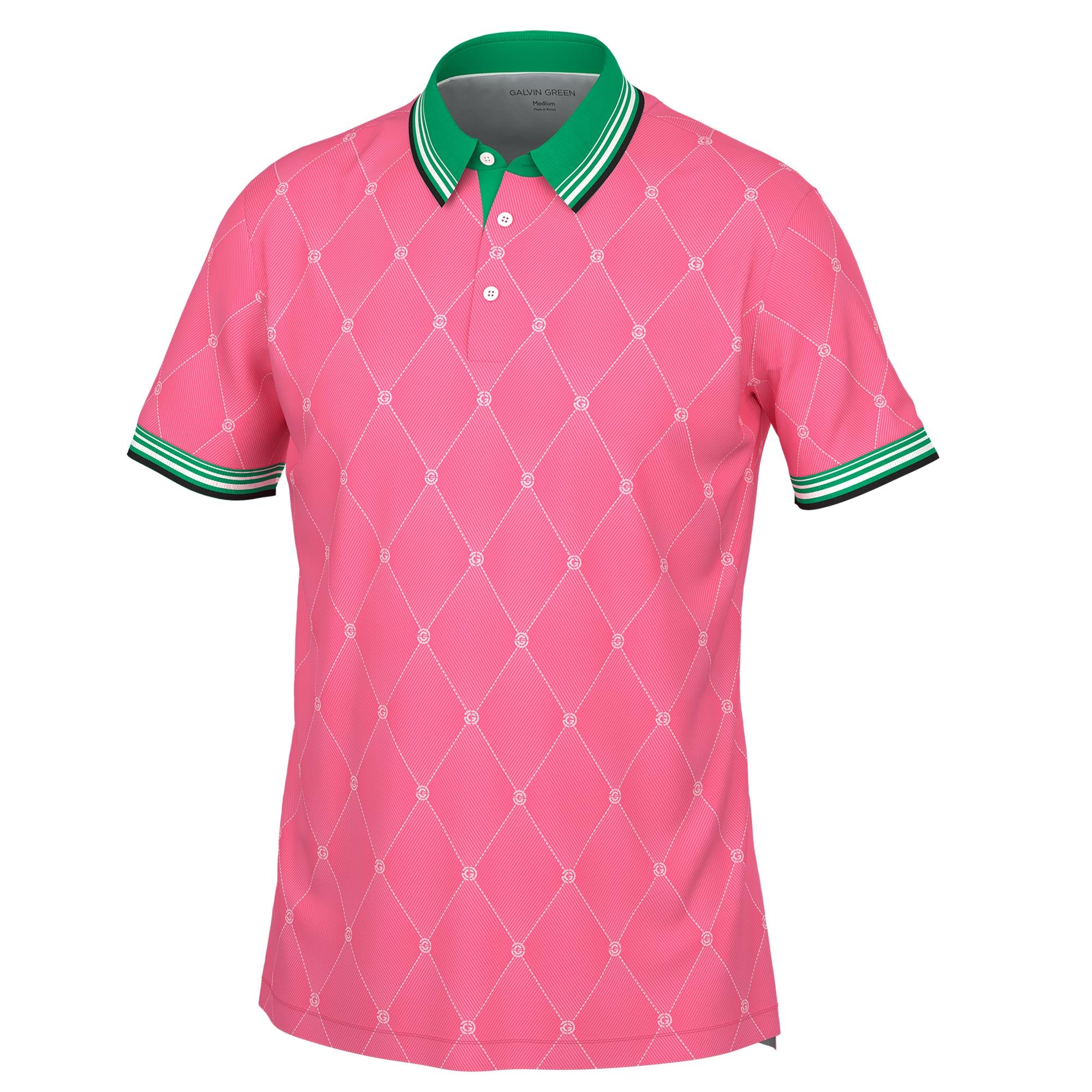 Galvin Green Miguel Ventil8+ Mens Golf Polo Shirt Pink/Golf Green